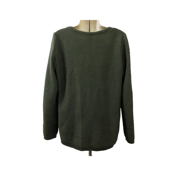 Croft & Barrow Pullover Sweater Size Large Hunter Green Long Sleeve Cable Knit - Picture 2 of 6